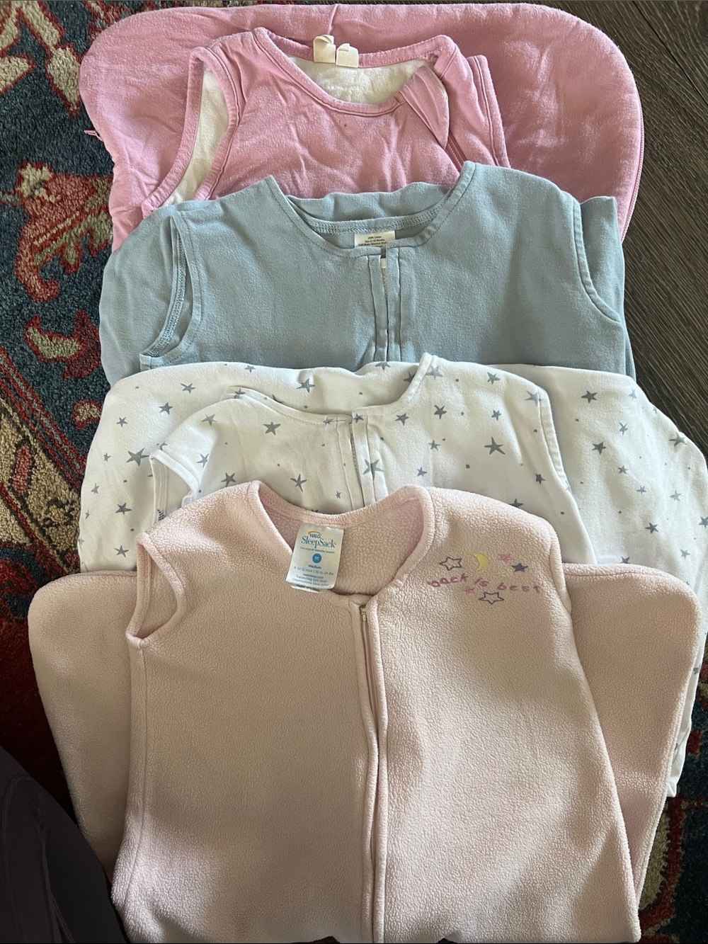Kyte BABY Pink, Light Blue & White Star Sleep Sack Set